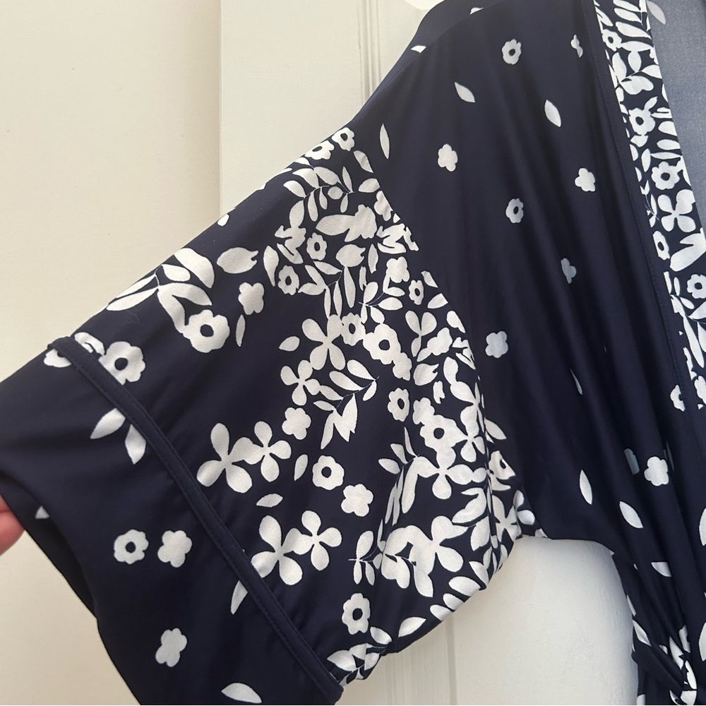 In Bloom by Jonquil Navy Blue Floral Kimono Robe - 3 Available! - Picture 2 of 13